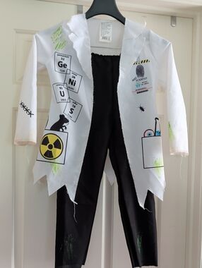 Mad Scientist Kids Costume Set - White Lab Coat & Black Pants